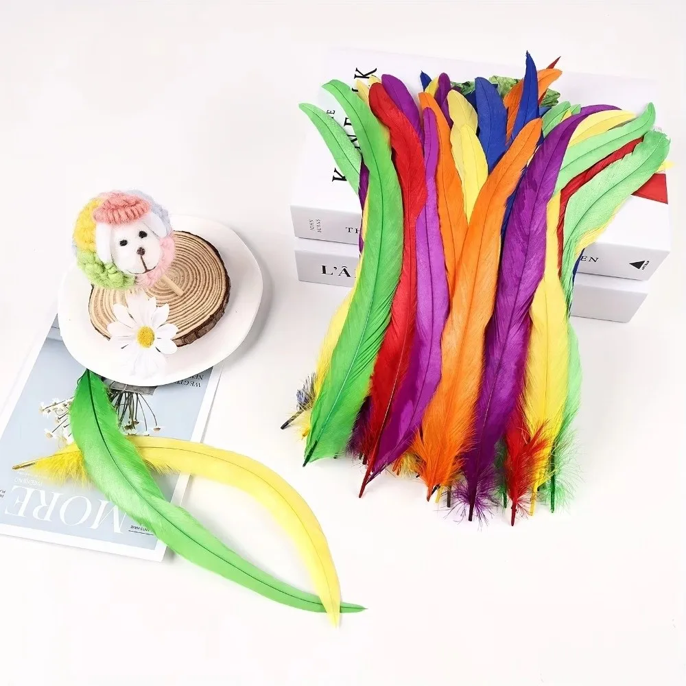 20Pcs Decorative Feather Plumes Rooster Tail Feathers Natural Feather Firm Quill Costume Feathers 25-30cm Length Smooth Surface