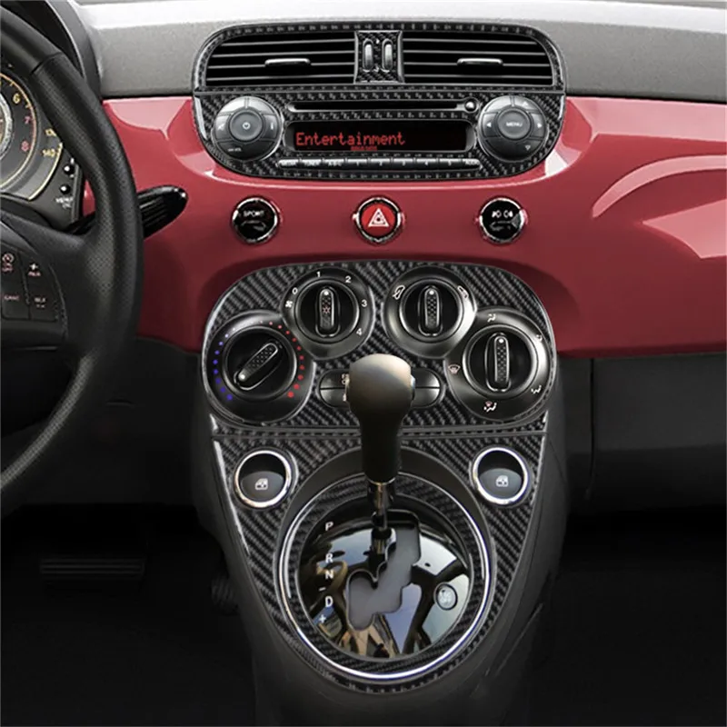 

Black Car Interior Decoration Protection Carbon Fiber Sticker For Fiat 500 2012-2015 With Navigation System