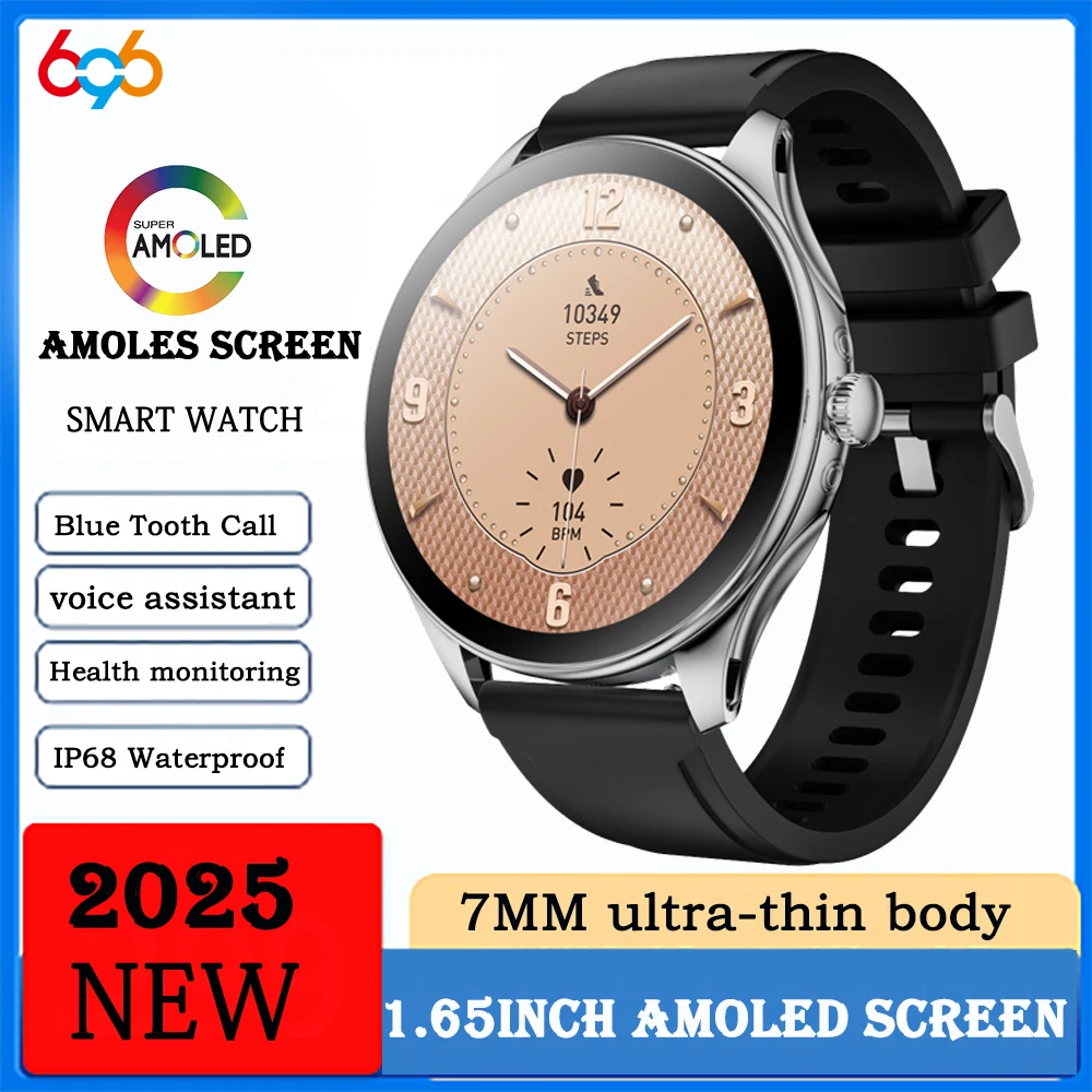 

Новый 1,65-дюймовый браслет с AMOLED-экраном, умные часы с синим зубом, женский монитор здоровья, музыкальные спортивные умные часы, женские водонепроницаемые