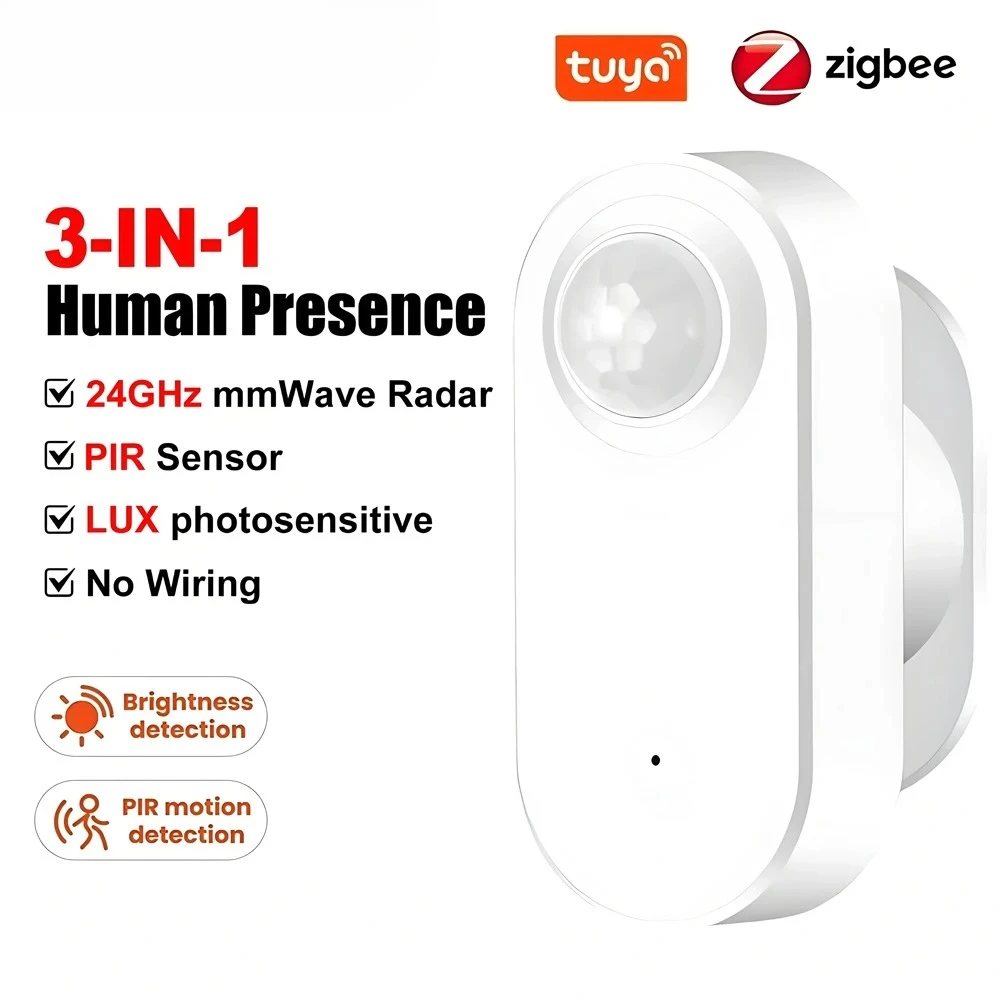 

24G Zigbee датчик присутствия человека MmWave радар-детектор с PIR датчиком яркости движения с питанием от батареи умная домашняя автоматизация