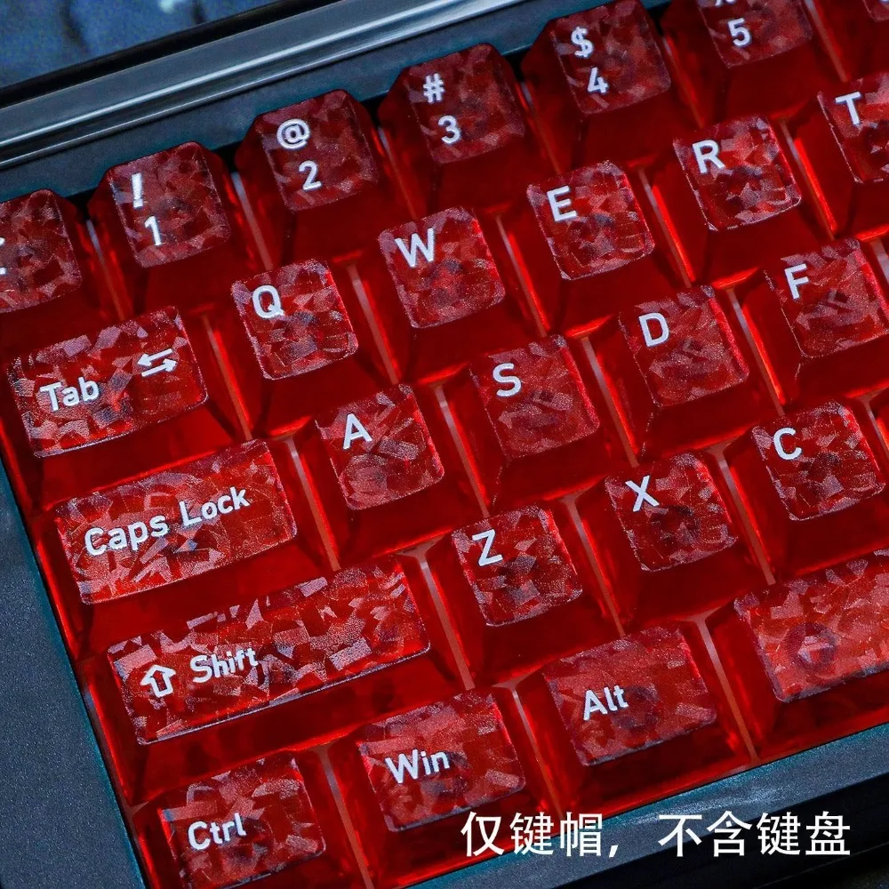 Forged Carbon Keycaps Red Translucent PC Cherry Profile for Wooting MCHOSE Ace68 Madlions Magnetic Keyboard