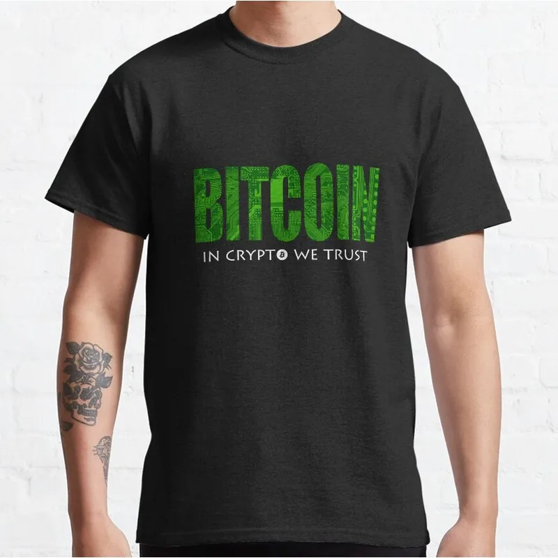 Bitcoin In Cryptography We Trust  Gift T-Shirt BTC Symbol Graphic Tee Unisex Cotton Short Sleeve Crypto Tops