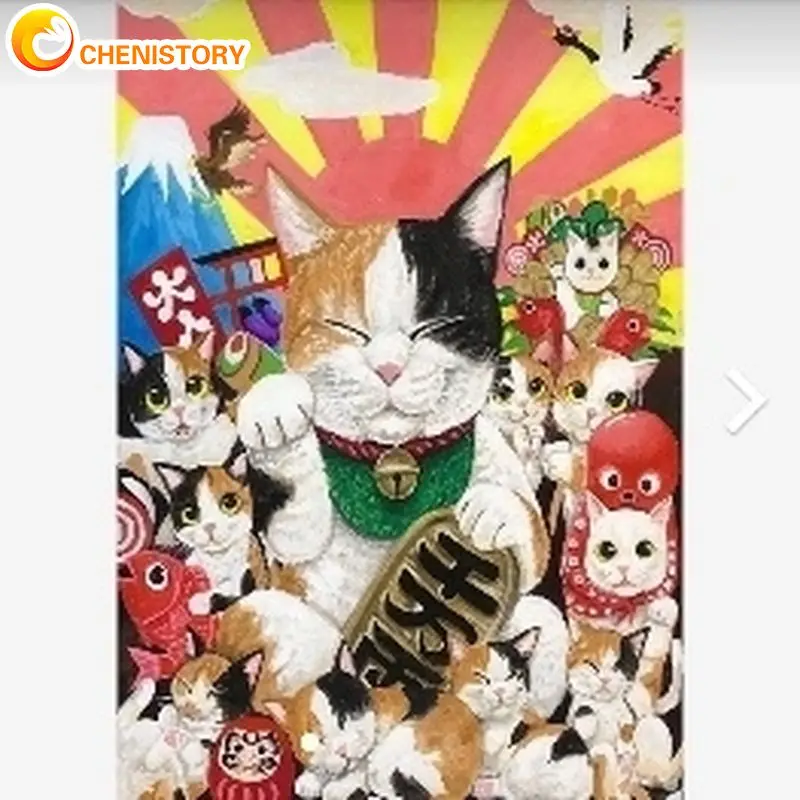 CHENISTORY Decorative Painting By Numbers Kill Time Picture Paint Cats Coloring By Numbers On Canvas For Adults Wall Decoration