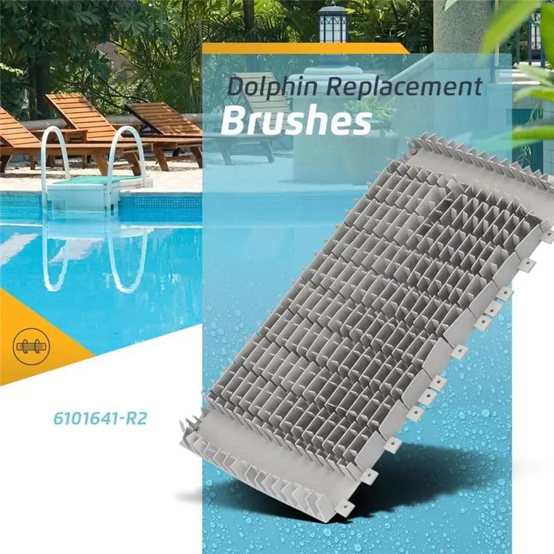PZHI 6101641-R2 Swimming Pool Replacement Parts, Front and Rear Grey Brushes for Dolphin Apollo Atlantis Robotic Cleaner