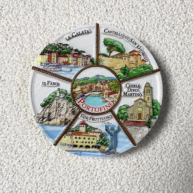 

Refrigerator Magnet - Explore Portofino, San Fruttuoso, La Calata, Castello di San Giorgio, Il Faro, and Chiesa Divo Martino