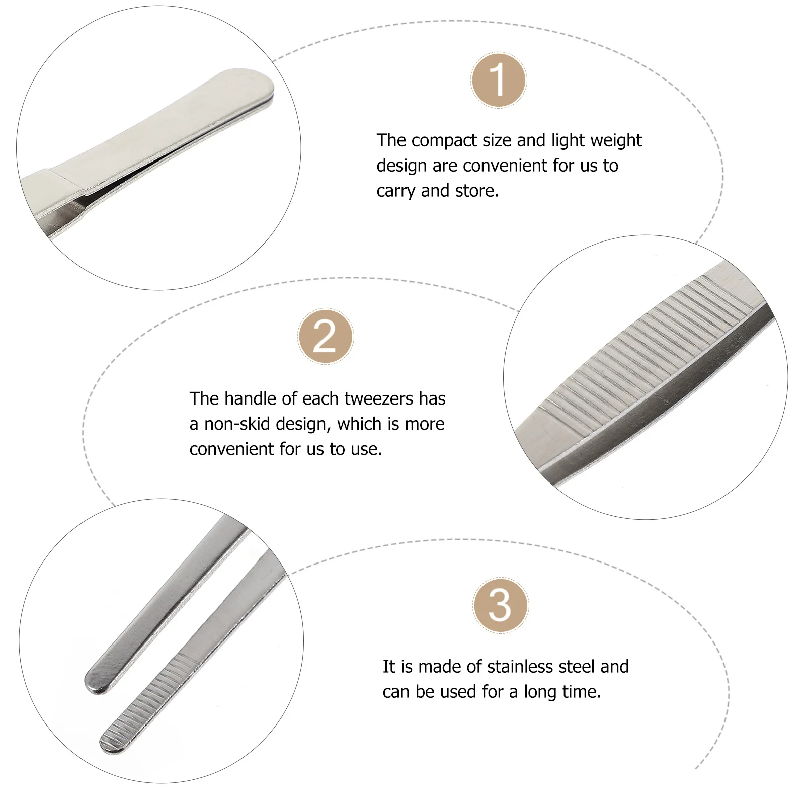

4pcs Stainless Steel Tweezers Set Serrated Tip Non-Skid Handle Long Straight Forceps For Diy Repair Teaching