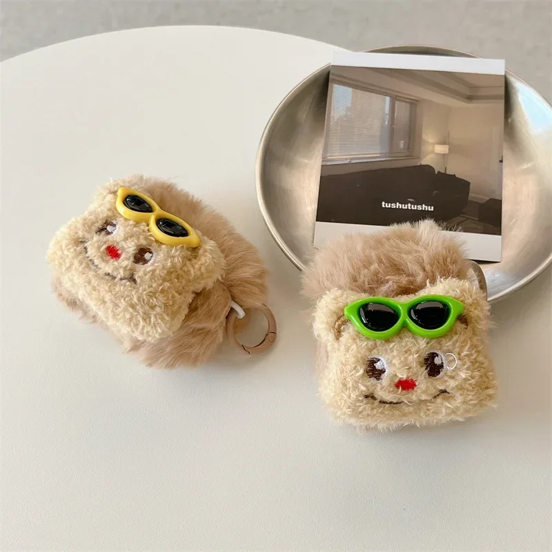 Funda bonita de oso de peluche para AirPods 4, Airpod 1, 2, 3 Pro Pro2, auriculares Bluetooth, caja de carga, funda protectora para auriculares