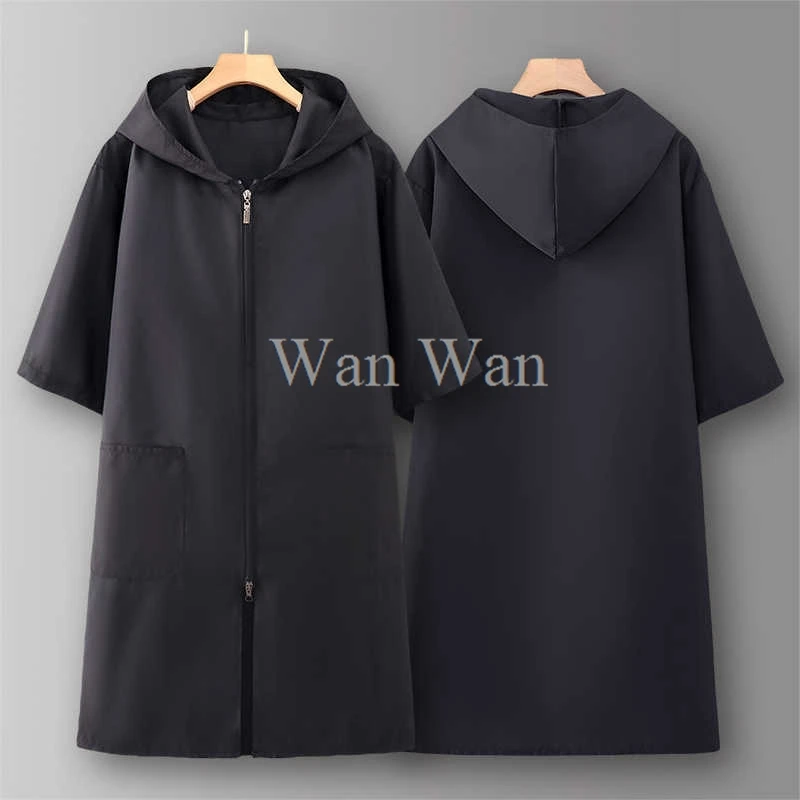 Short Sleeve Waterproof Apron Housework Work Clothes For Pet Shop And Hair Salon Uniforms Summer Garden Smock Non Elastic Fabric