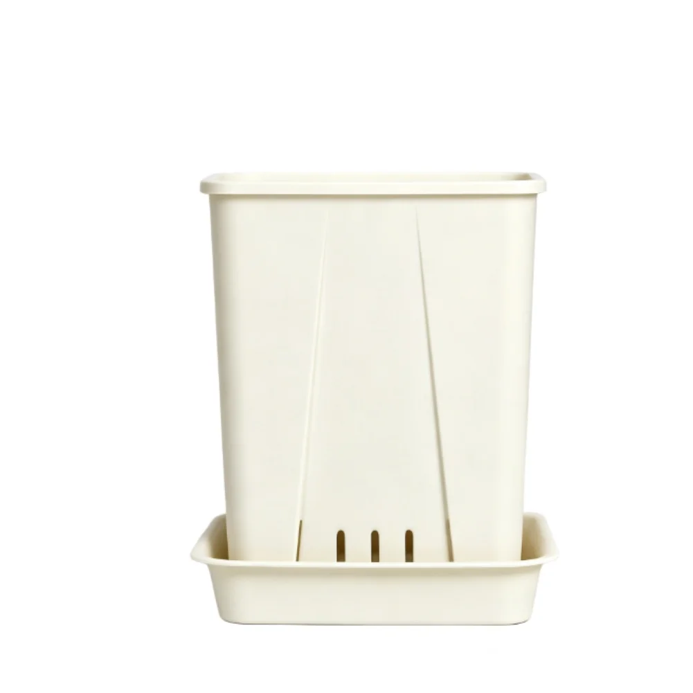 Thickened Plant Containers With Tray Flower Pot Nursery Grow Pots White Square Plant Pot Breathable Bottom Design