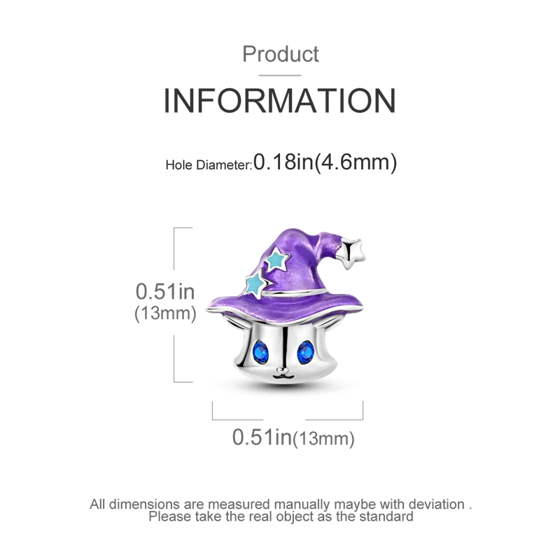 Breloques originales en argent 925, chapeau magique violet, pendentif chat, breloques en argent 925, Bracelets pour femme, fabrication de bijoux, bricolage