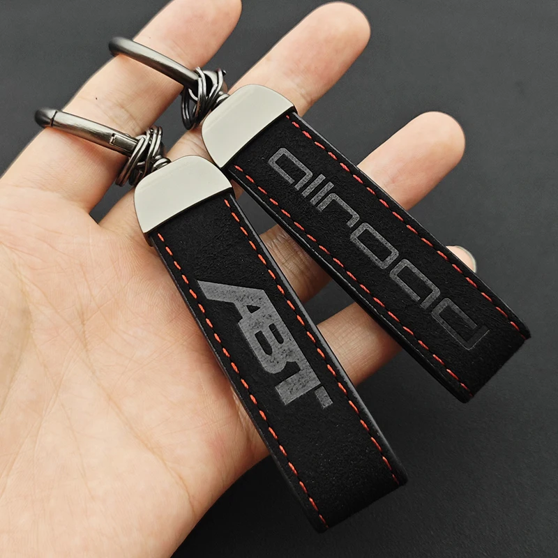 Luxury Women Men Suede Leather Logo ABT allroad Car Keychain For Audi allroda ABT A Q  S RS Series Key Chain Rings Accessories