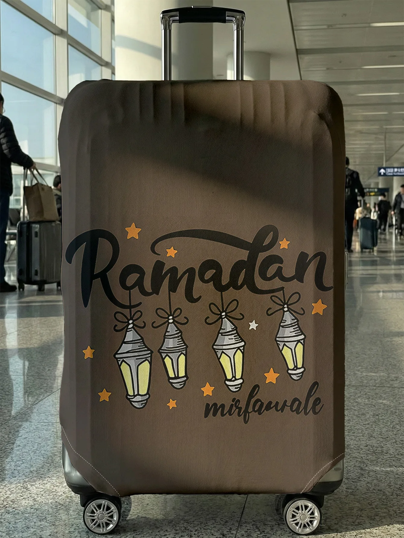 

Brown Ramadan Moon Star Lantern Luggage Cover, Suitable for 18-32 Inch Luggage Cover, Luggage Handle Glove, Travel Accessories