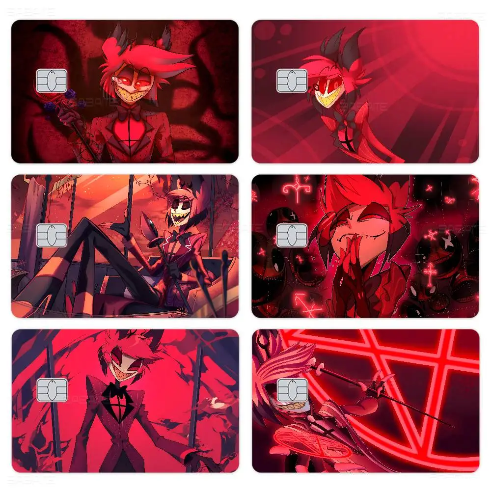 Alastor Hazbin Hotel Anime Credit Card Skin Stickers No Adhesive Residue Water Proof for VISA Credit Card Subway Access Card