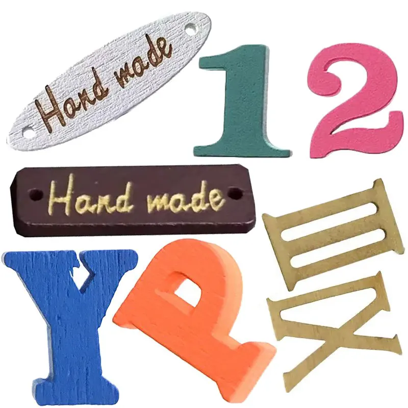 100 Uds. Letras de madera hechas a mano decoración alfabeto palabra número regalo de cumpleaños Material de enseñanza DIY para niños rodajas de madera sin terminar