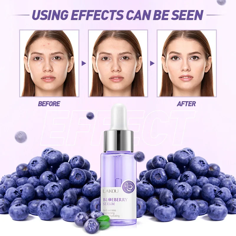 Blueberry Brighting Skin Face Essence Serum Anti Wrinkle Face Serum Shrink Pores Anti-Aging Moisturizing Dry Skin Care 17ml