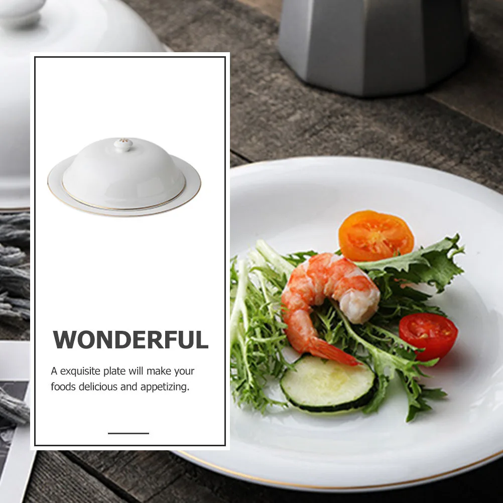 

1Set Ceramic Plate Premium Steak Dish Kitchen Tableware with Lid Multipurpose Western Food Storage Serving Plate