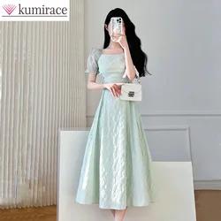 2024 Summer New Women's Tea Break French Waist Wrap for Slim and Elegant Women's Light Mature Style Lace Up Dress Party Dresses