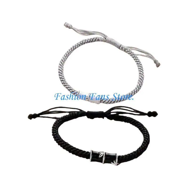 C71D الرومانسية Bamboo Knot Braidets للأزواج يرمز إلى الحب الأبدي #4