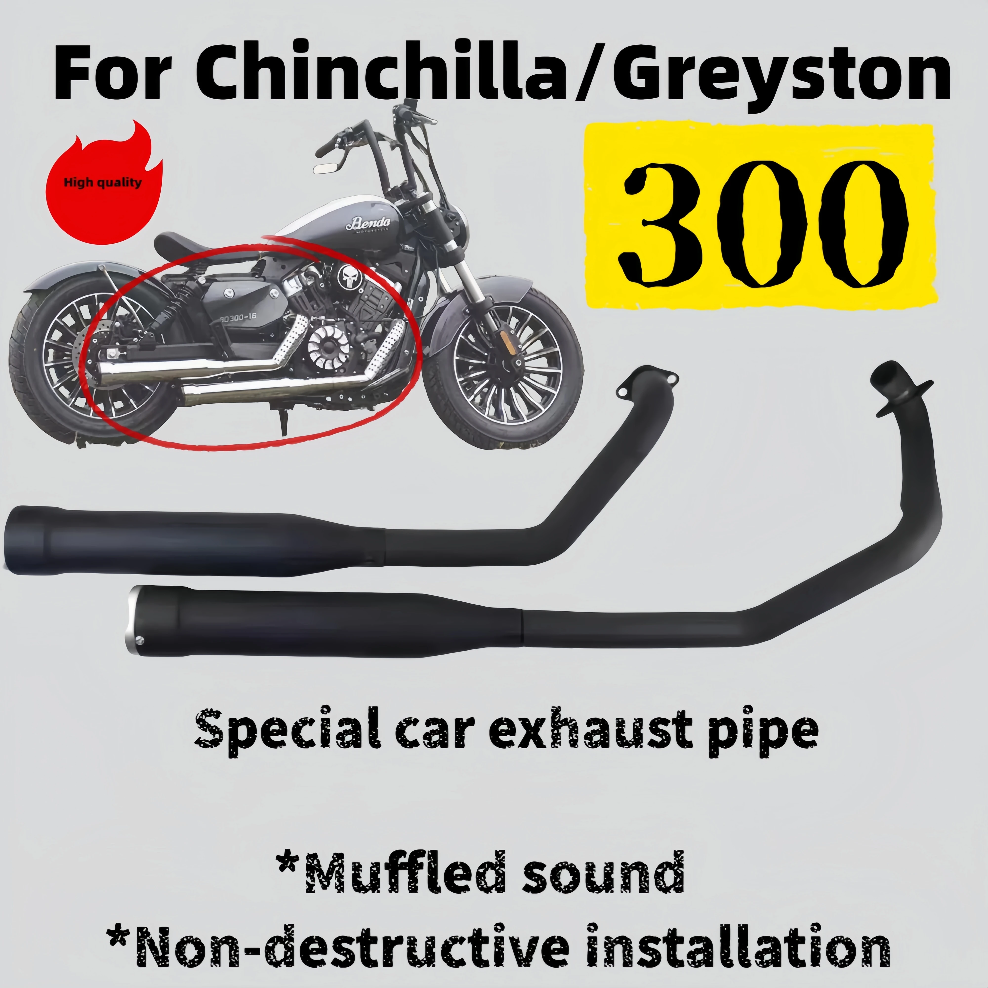 

Для Benda Chinchilla 300 Graystone 250, модифицированные аксессуары для выхлопной трубы, правый, двойной звук, глубокая и глубокая волна