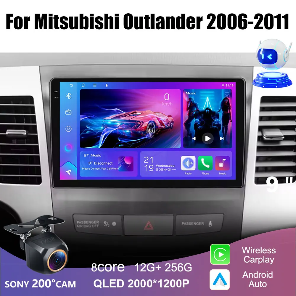 

Android 14 для Mitsubishi Outlander 2006-2011 Peugeot 4007 Citroen C-Crosser Carplay автомобильный радиоприемник мультимедийный плеер GPS NO 2DIN
