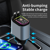 4-in-1 fast car charger with star ambient light, universal USB-C PD and QC 4-port expandable cable for all vehicles