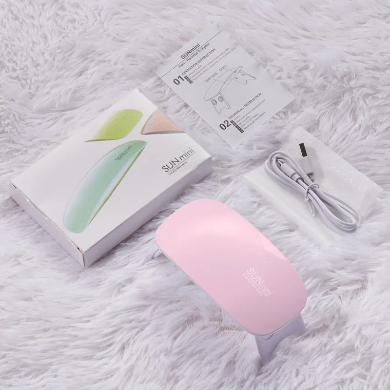 6W Nail Lamp 6w Mini Nail Dryer White Pink UV 6 LED Lamp Portable USB Interface Convenient Drying For Polish Varnish Home Use