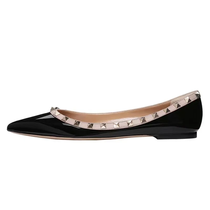 

Women's Shallow Rivet Pointed Flat Shoes, Rivet Flat Heel Work Shoes