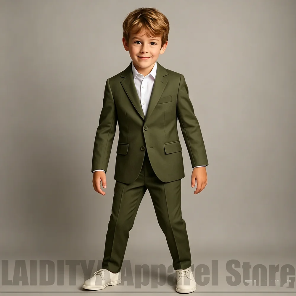 Chic Boys Slim Fit 2 Piece Suit Blazer Pants Fashion Outfit Wedding Party Photoshoot Daily Formal Kids Clothing Set 2026