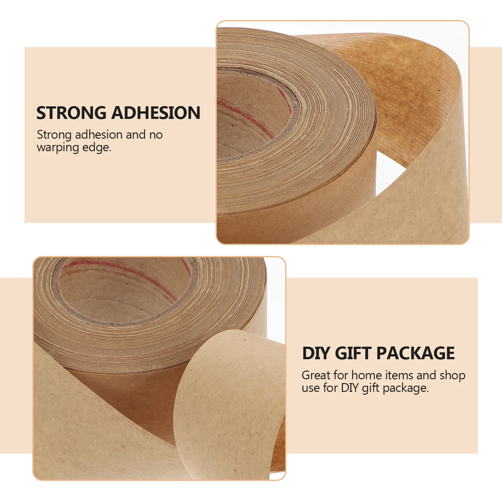 1Pcs Kraft Paper Packing Tape Water Activated High Adhesion Sealing Tape Writable DIY Gift Package Packing Supplies