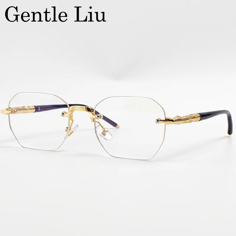 Vintage Square Rimless Sunglasses Men 2026 Luxury Brand Metal Polygon Sun Glasses For Male Frameless Driving Eyewear Shades