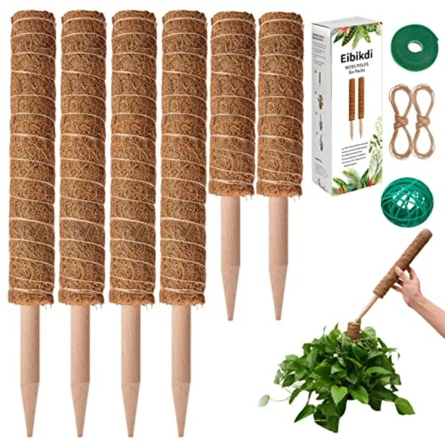 

6 Pcs Moss Pole Extending to 68 Inch for Plants Monstera, Plant port Stakes for Indoor Climbing Plants Grow Upwards, with 65Fee
