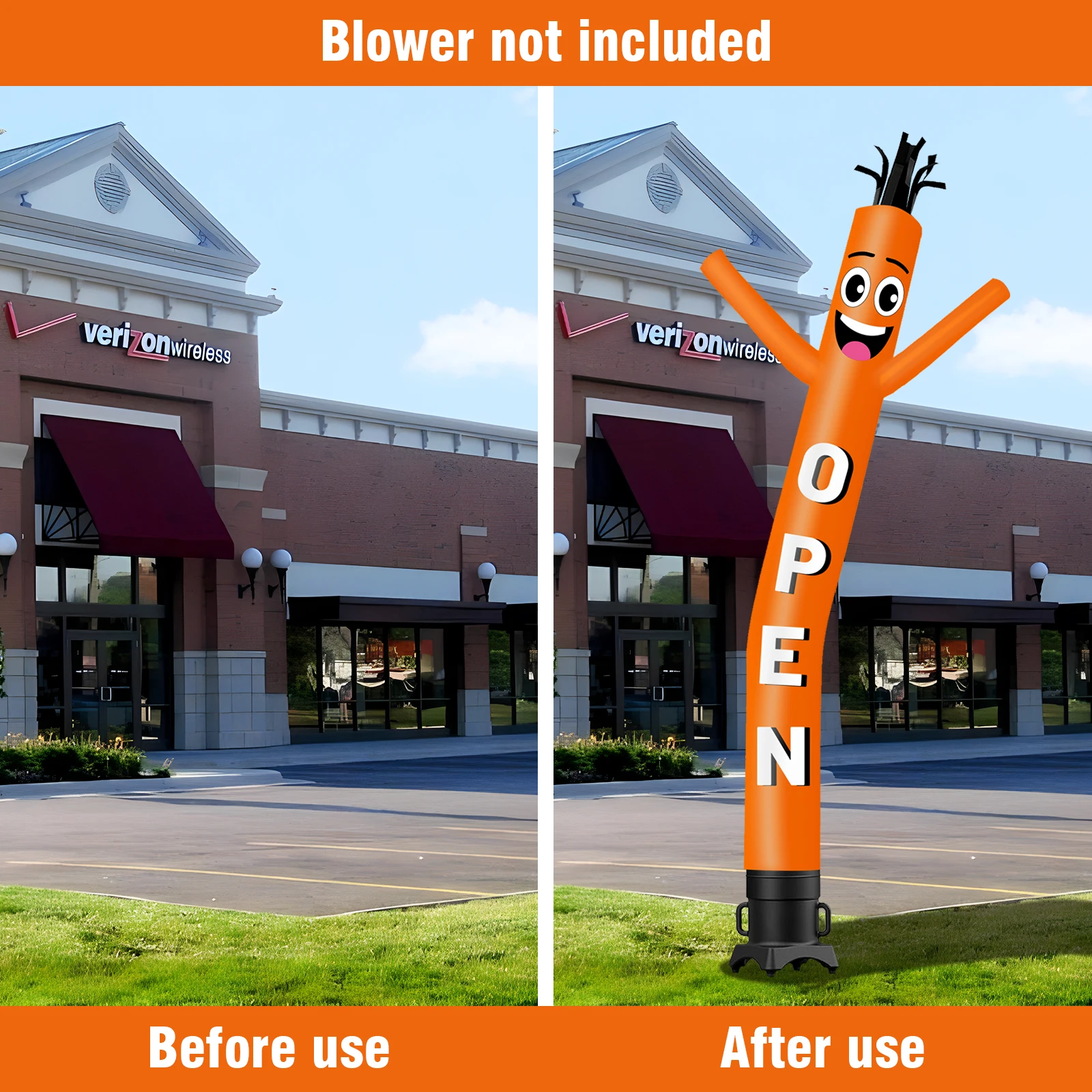 6/10/15/20FT Tall Inflatable Orange Open Dancing Guy for Outdoor Decoration Advertising(Blower Not Included)