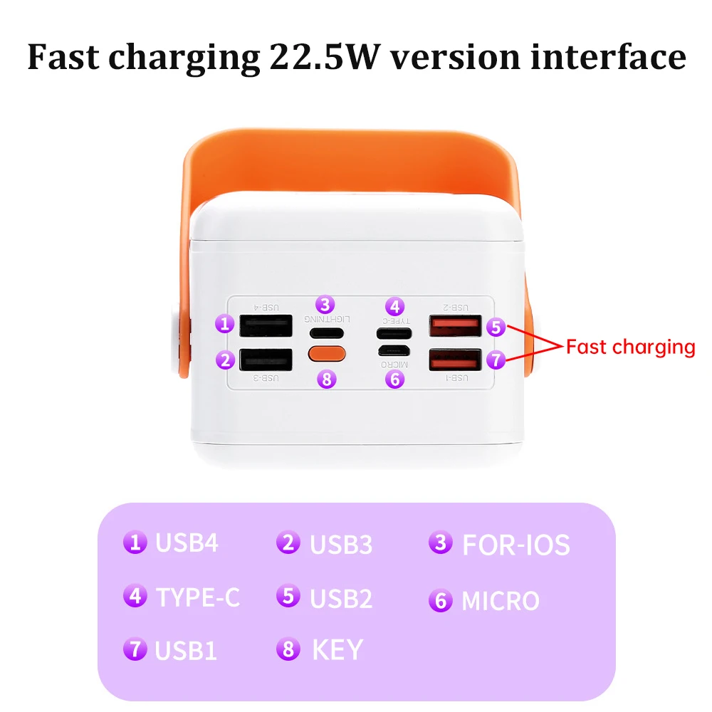 21*18650 Battery Storage Box 10W 22.5W Fast Charging Solar Power Bank Case 18650 Holder 4*USB Micro Type-C Solar Charging