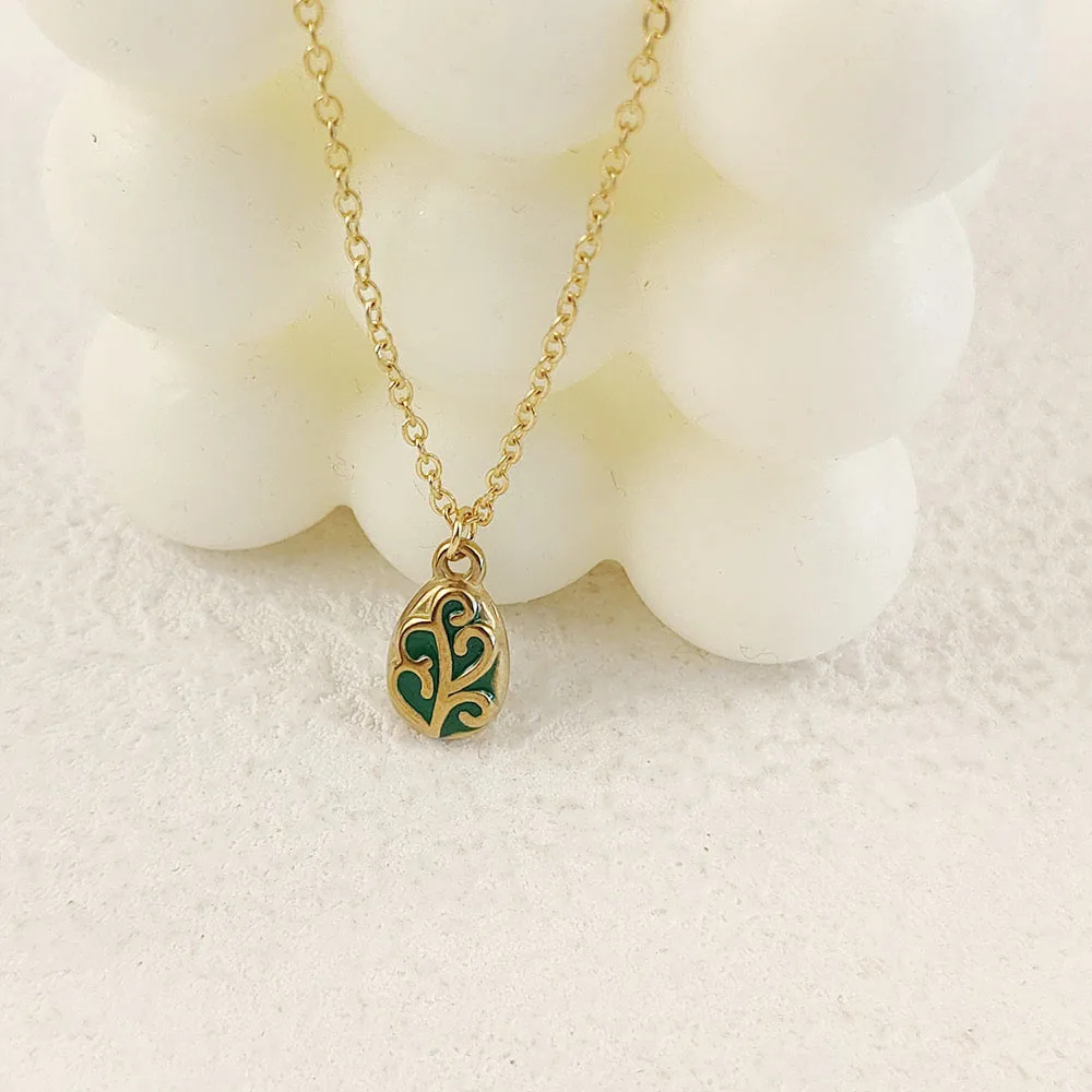 

Charming enamel stainless steel cat eye necklace 18K gold-plated boho style, high-quality waterproof jewelry, couple gifts