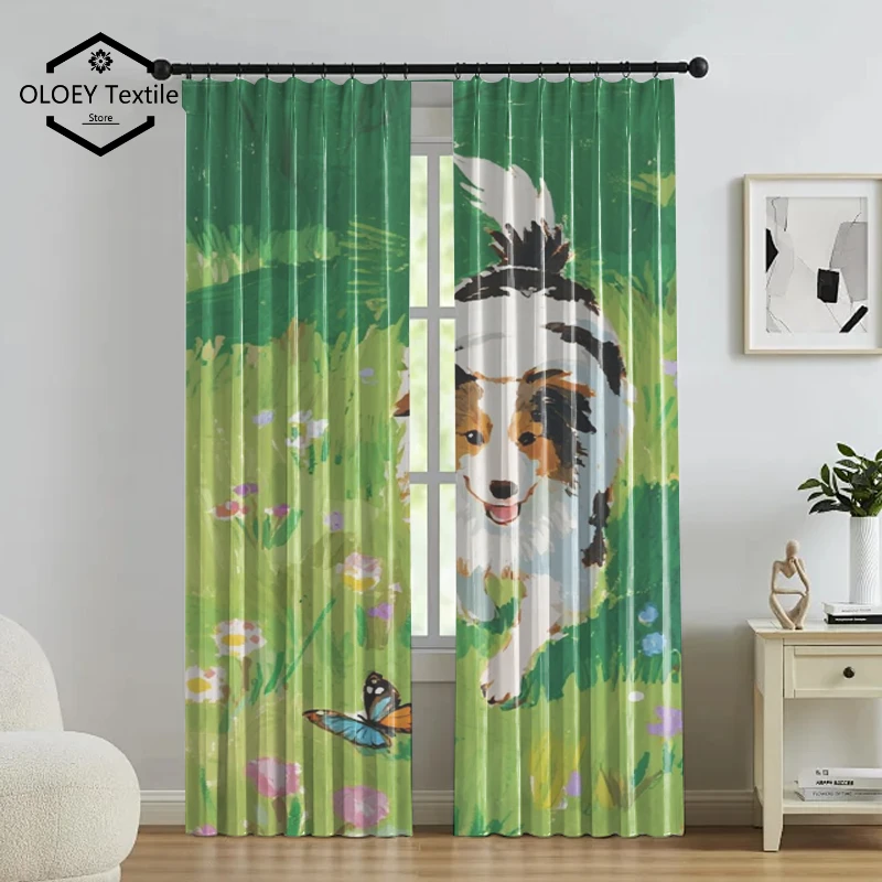 

Cute Dog Beautiful Scenery Print Curtains - Customized Patterns Curtains for Living Room Bedroom Window Drapes Home Decor