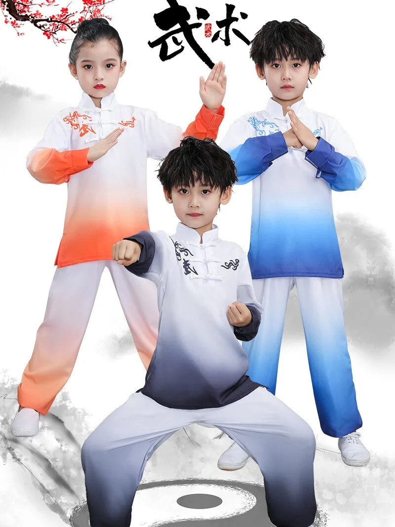 

Kid Men Chinese Traditional KungFu Uniform for Boys Girls Wushu Costume Suit Set Man Tai Chi Folk Martial Arts Stage Outfit