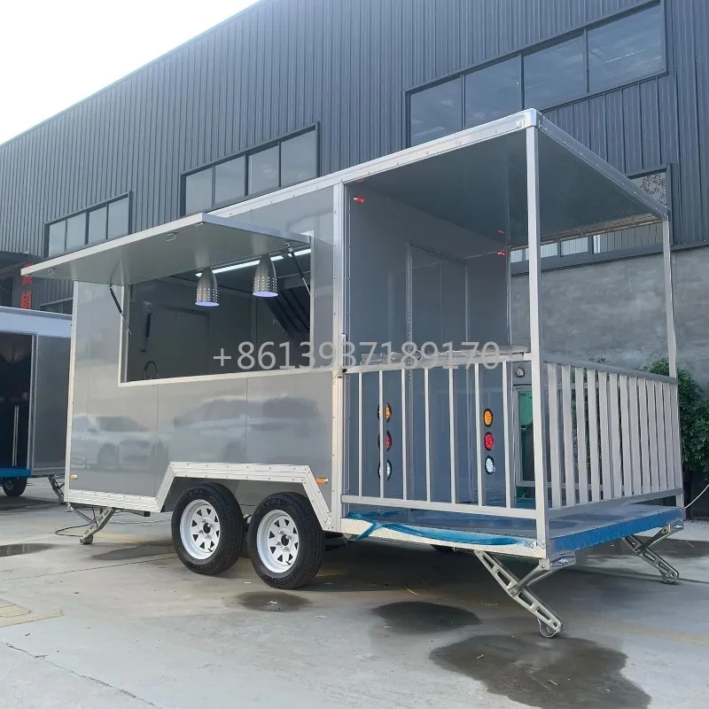 

Прицеп для грузовика с ограждением, мобильный прицеп для концессионной уличной еды с полностью оборудованием, оборудование для тележки для хот-догов с едой