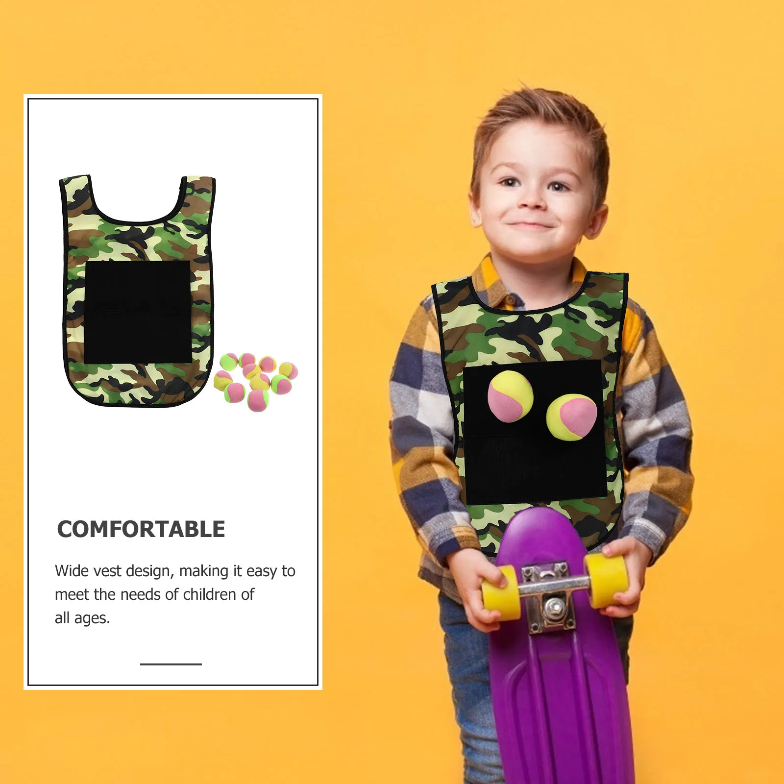 2 set di gilet appiccicoso per bambini, palla da esterno, giocattolo interattivo genitore-figlio che gioca con il gioco di Oxford in stoffa per bambini