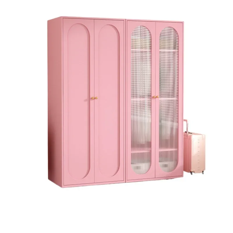

French cream style wardrobe, household bedroom simple storage steel large-capacity dust cabinet
