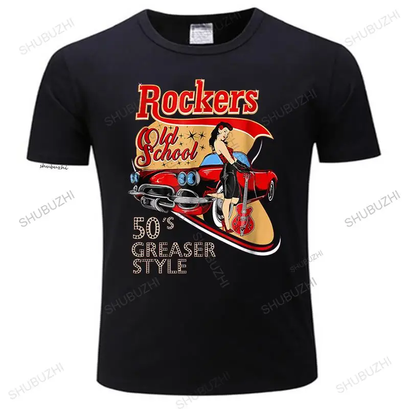 Rockers Old School Rockabilly Classic 60S Greaser Bike Dtg Men'S Lastest Simple Design Men T-Shirt male round neck teeshirts