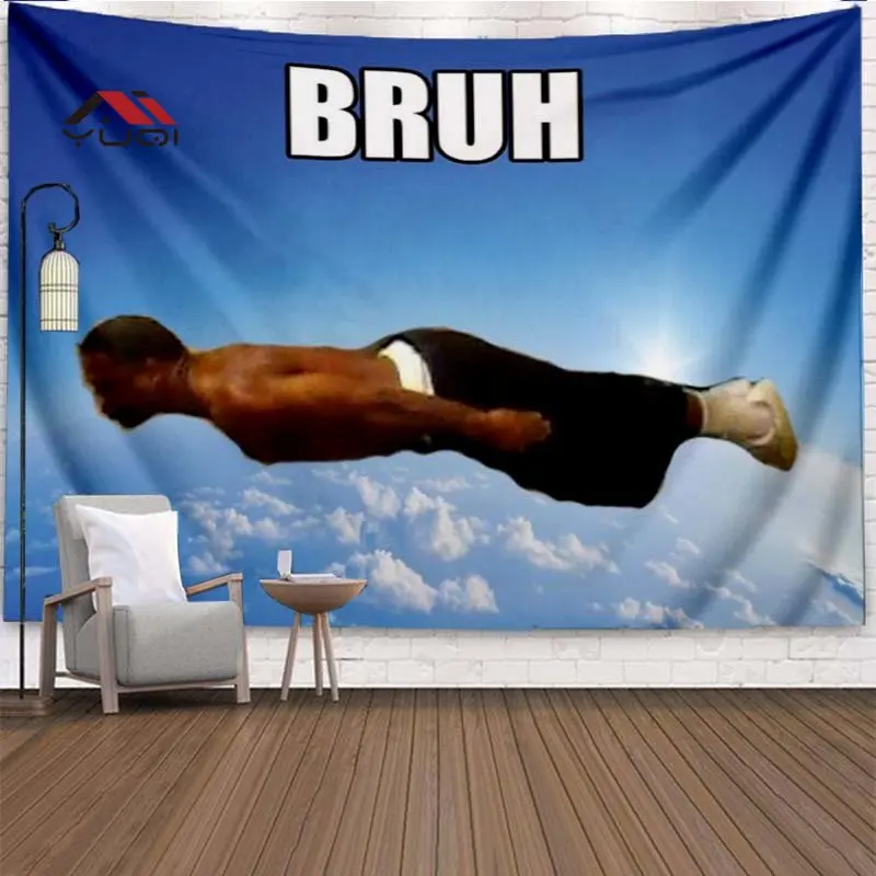 Bruh Print Wall Tapestry Art Creative Large Size Tapestry Tapestries Living Room Home Decor Tapestri 6 Sizes