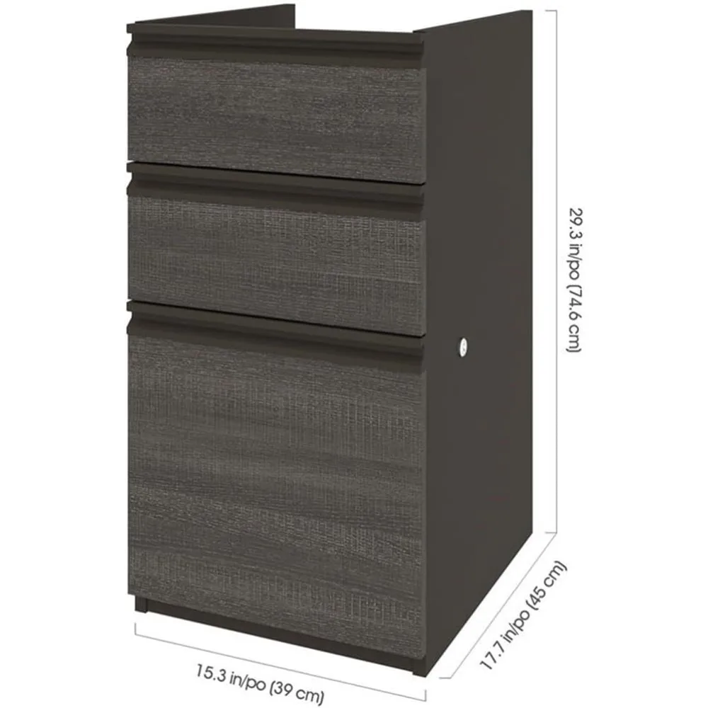 3-Drawer Expandable File Cabinet in Bark Gray and Slate Finish for Additional Storage