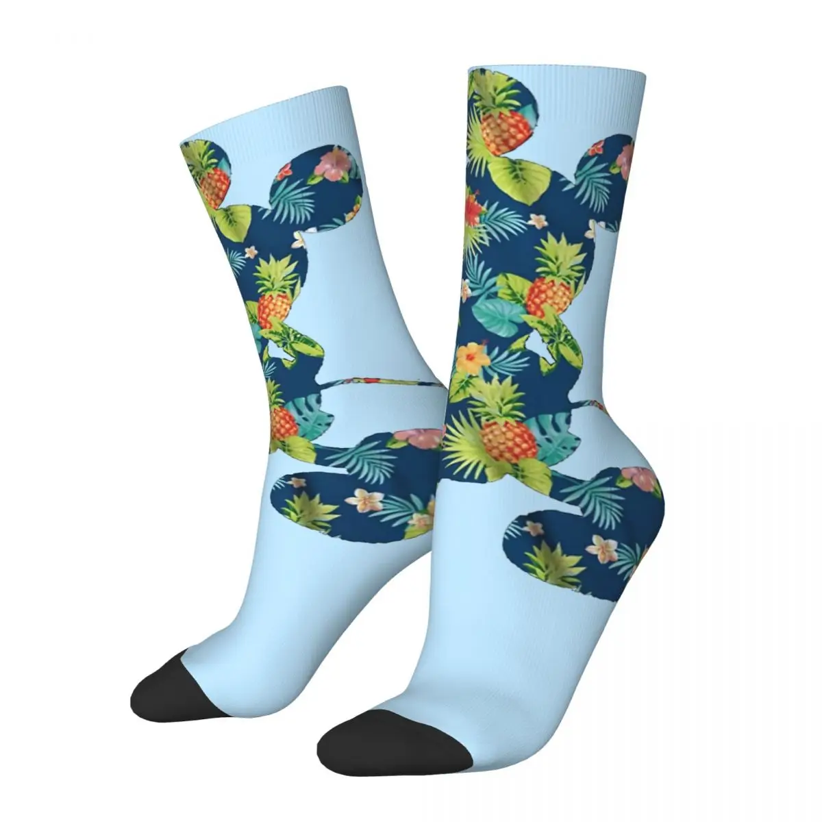 Vintage Gradient Flowers Summer Pattern Art Men's compression Socks Unisex Disney Mickey Mouse Cartoon Printed Novelty Crew Sock