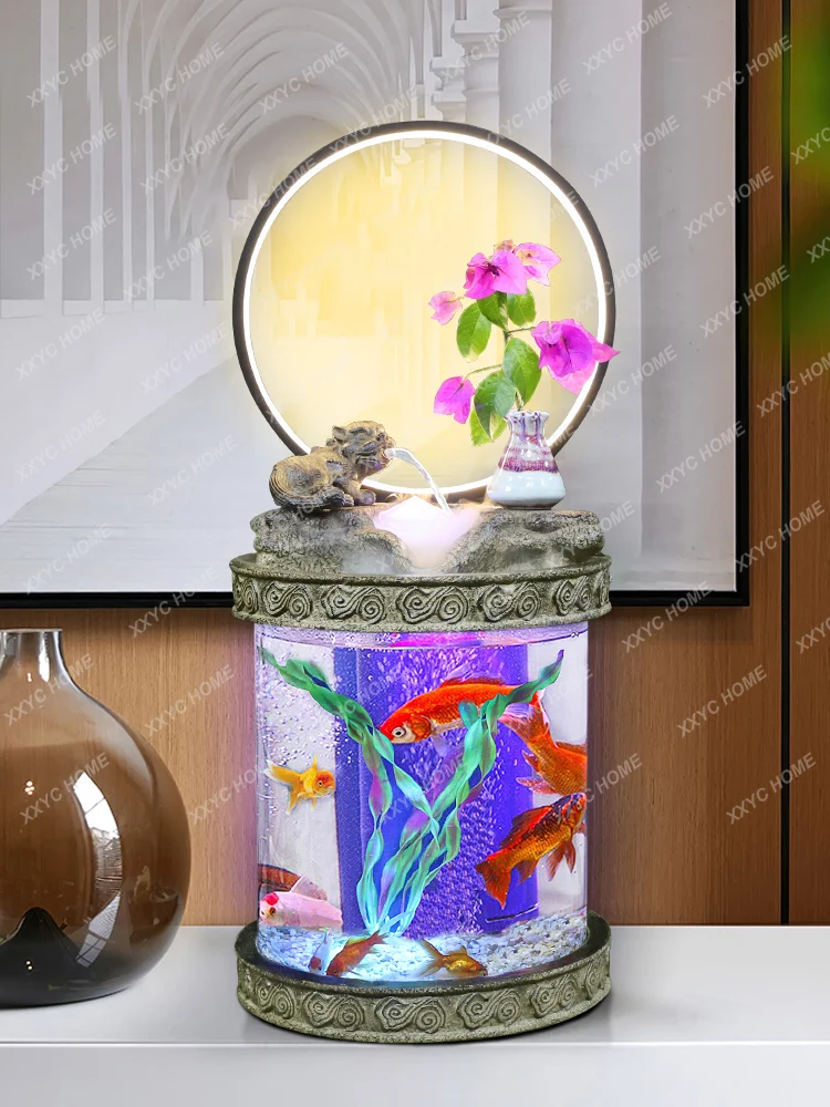 Living Room Desktop Small and Medium-Sized Lucky Circulating Water Landscape Fish Tank Office Cashier Lucky Outfit