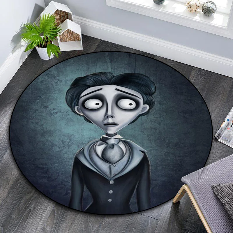 love animated film corpse bride Rug Computer chair Area Round Rug Bedroom Anti-Slip home Decorative Pet Mat carpet