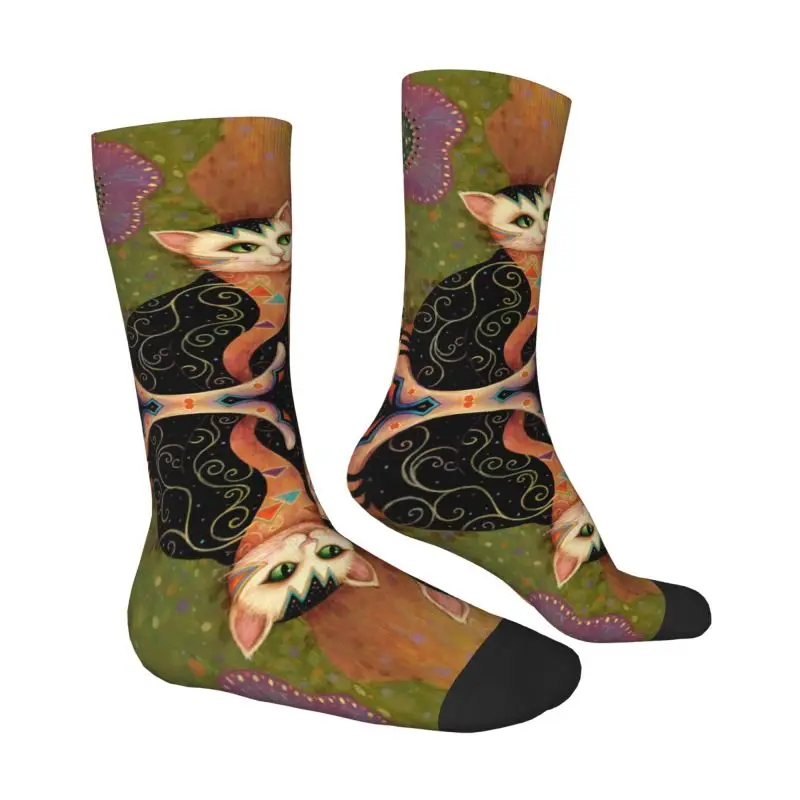 Fashion Cute Gustav Klimt Cats Gold Socks Women Men Warm 3D Printing Vintage Animal Sports Basketball Socks