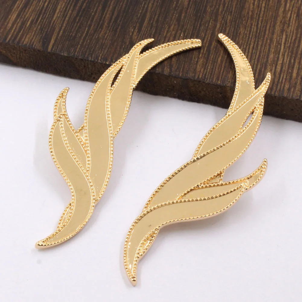 

4pair 75x20mm Quality Brass Casted Flower leaf Branch 2 Loops Back Pendant Connectors Findings DIY Jewelry Accessories