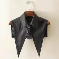 Fake Shirt Collar Detachable Faux Leather Flat Dickey Big Pionted Long Lapel Collar Women Autumn Winter False Tops Tie Neckwear