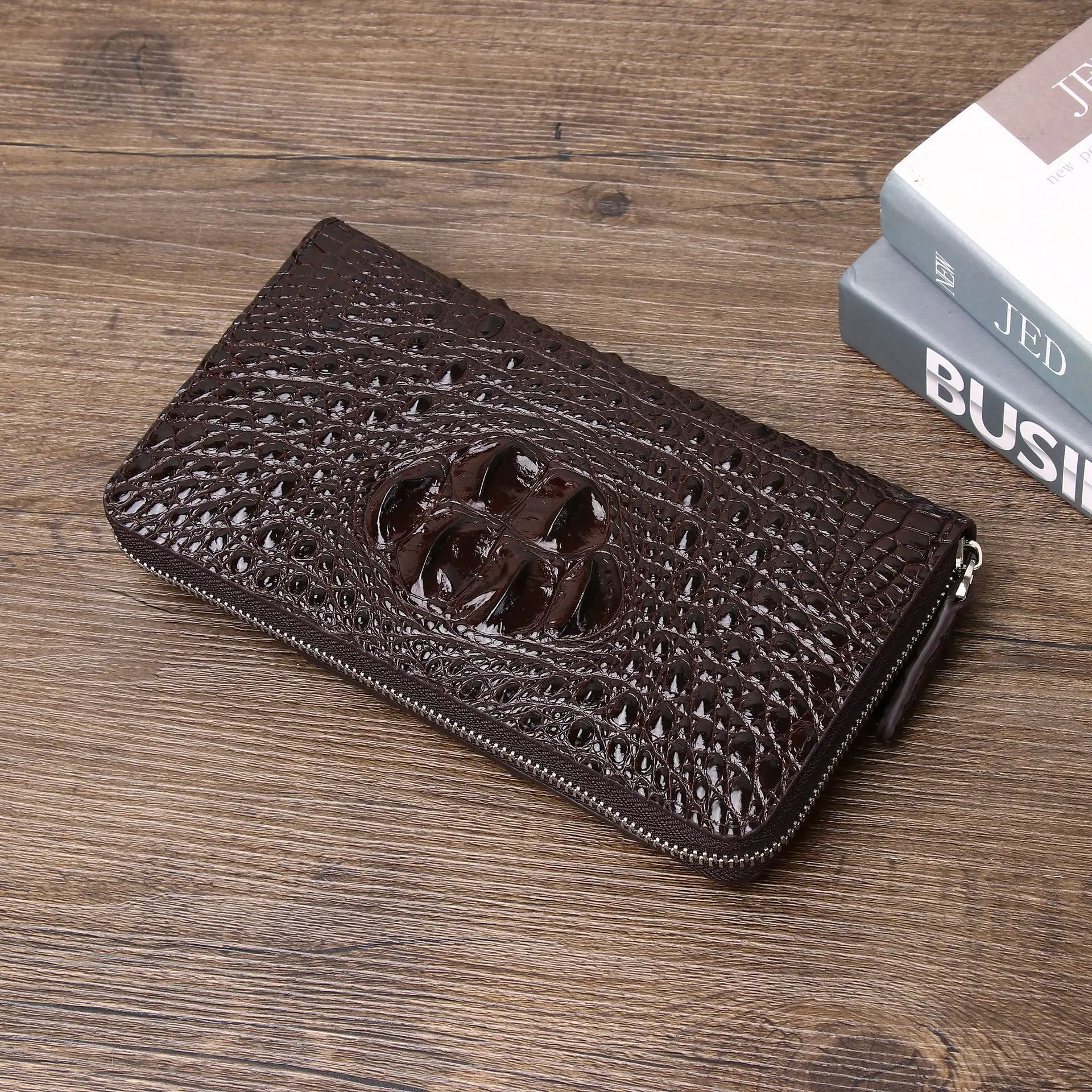 

Men Crocodile Wallets Patterned Men's Purse Small Handbag Genuine Leather Grab Multifunctional Multi Card Phone Bag Fashionable