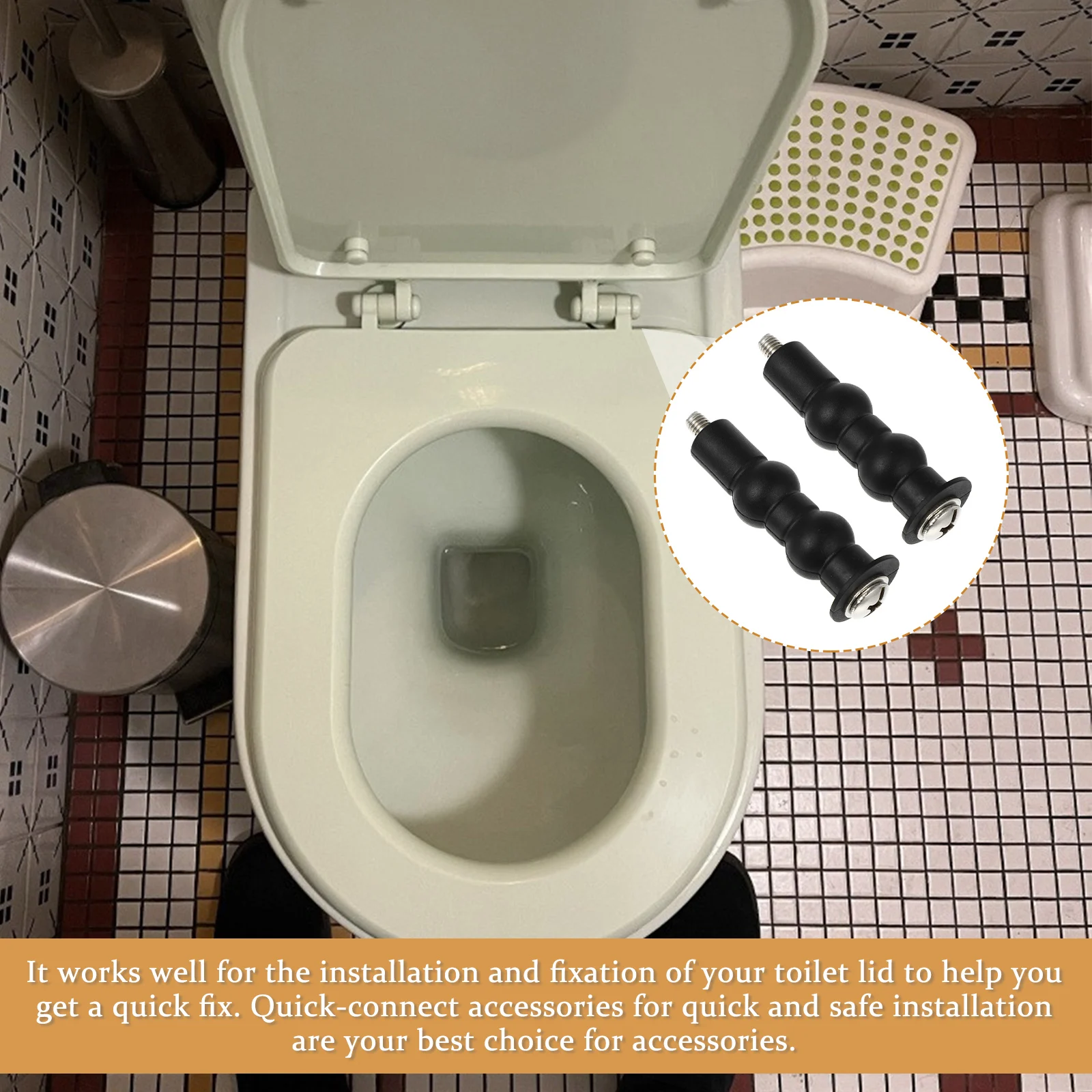 

2pcs Toilet Seat Bolts Replacement Pp Stainless Steel Quick Connect Fixing Hardware For Toilet Lid Mounting Expanding Rubber